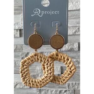 2/$24! Earrings Wood and Woven Details
